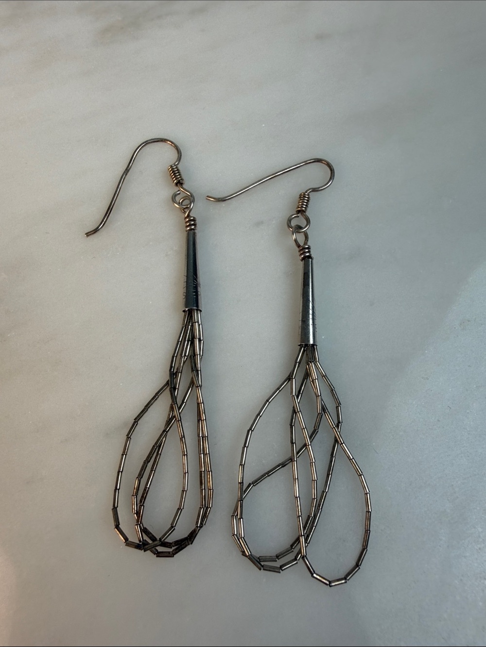 Vintage Sterling Silver Loop Drop Earrings